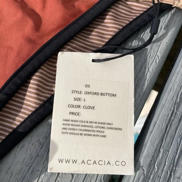 ACACIA - Free People Clove Piped Oxford Bikini Bottom - L - Picture 6 of 16